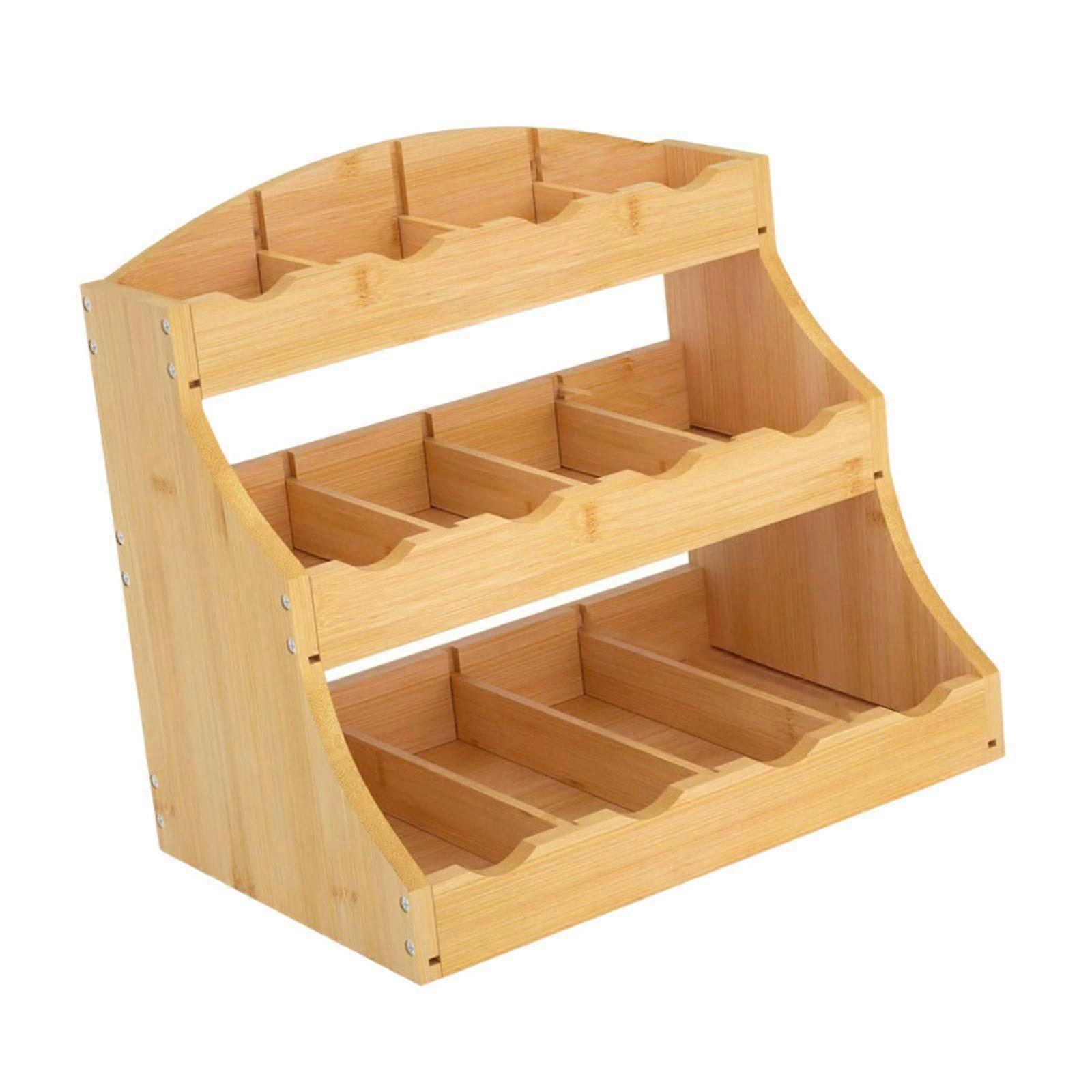 Tea Bag Organizer 12 Compartments Seasoning Rack for Counter Cabinet Kitchen
