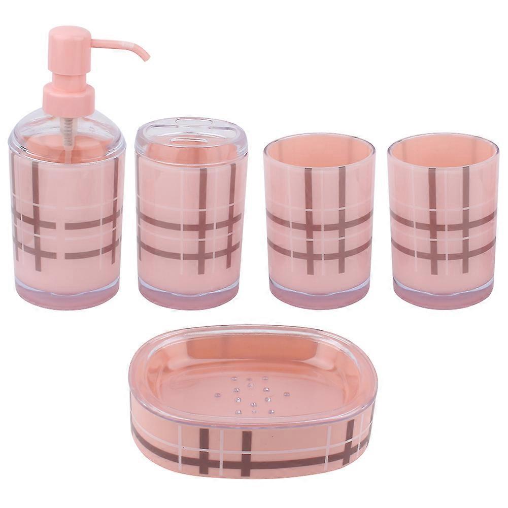 Acrylic Bathroom Accessories 5-Piece Set Dispenser Toothbrush Holder Bath Set