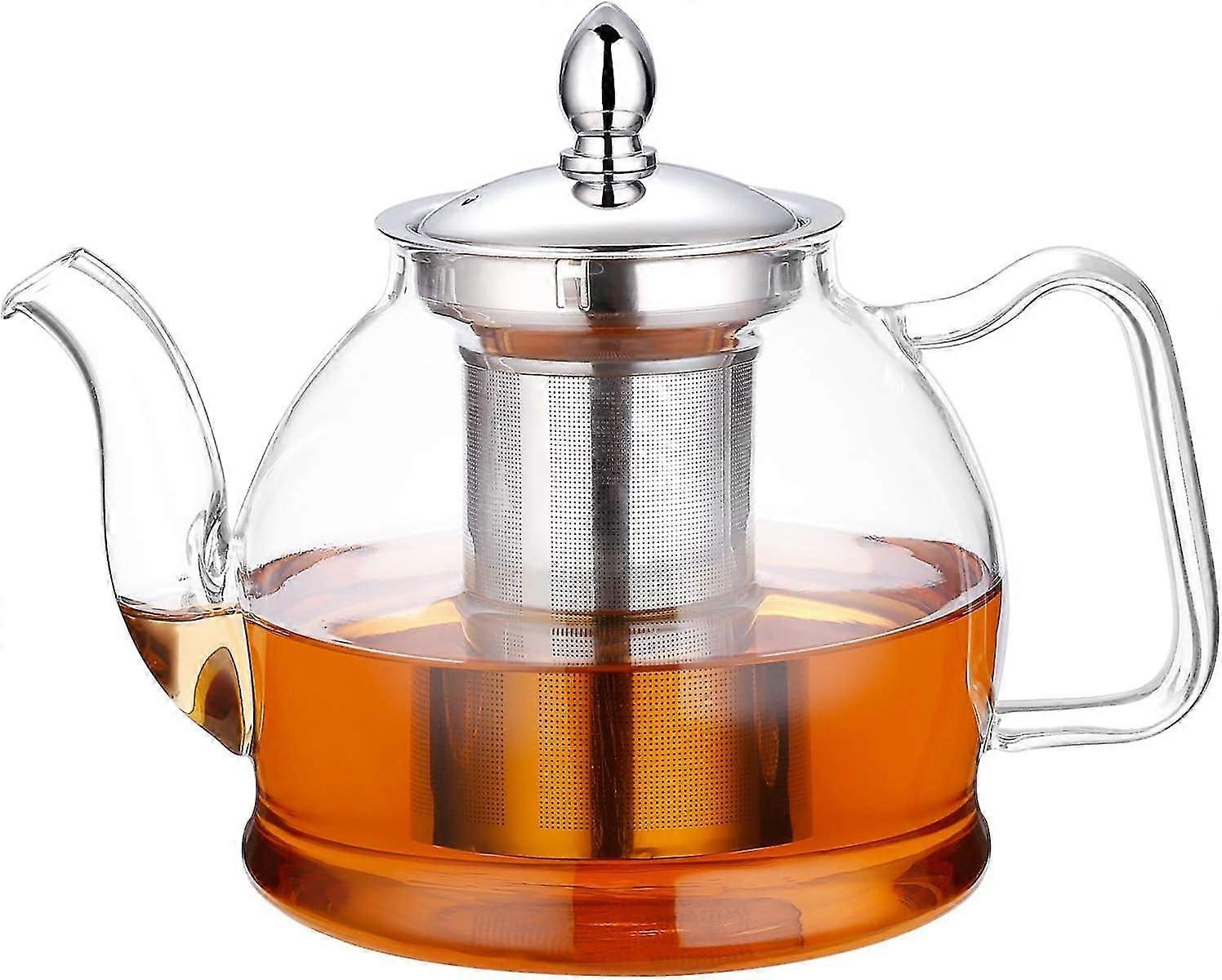 1300ml Glass Teapot with Removable Infuser, Stovetop Safe Tea Kettle, Blooming and Loose Leaf Tea Maker Set