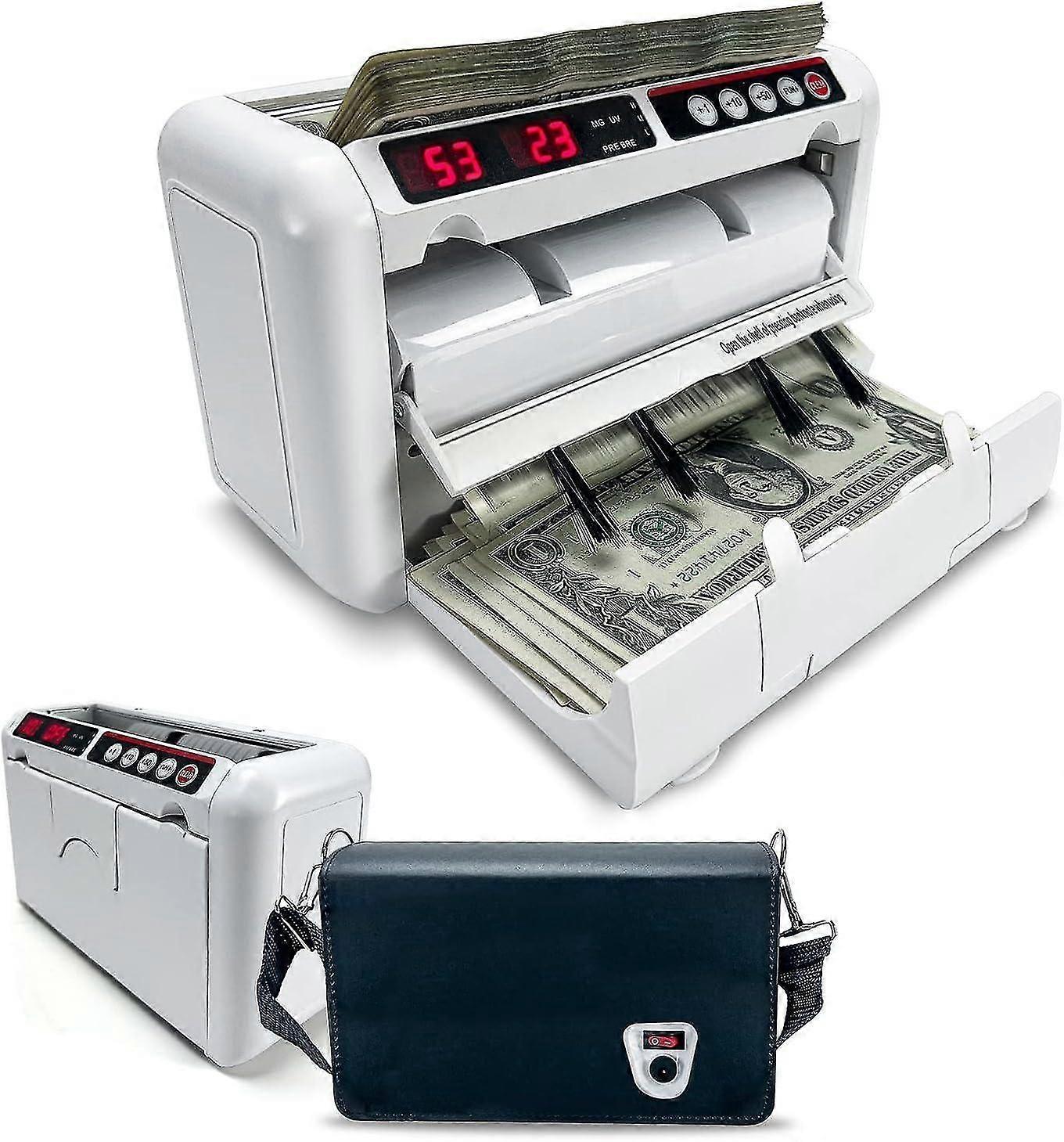 Portable Money Counter Machine 800 Bills/Min Bill Counter with UV/MG Counterfeit Detection Built-in