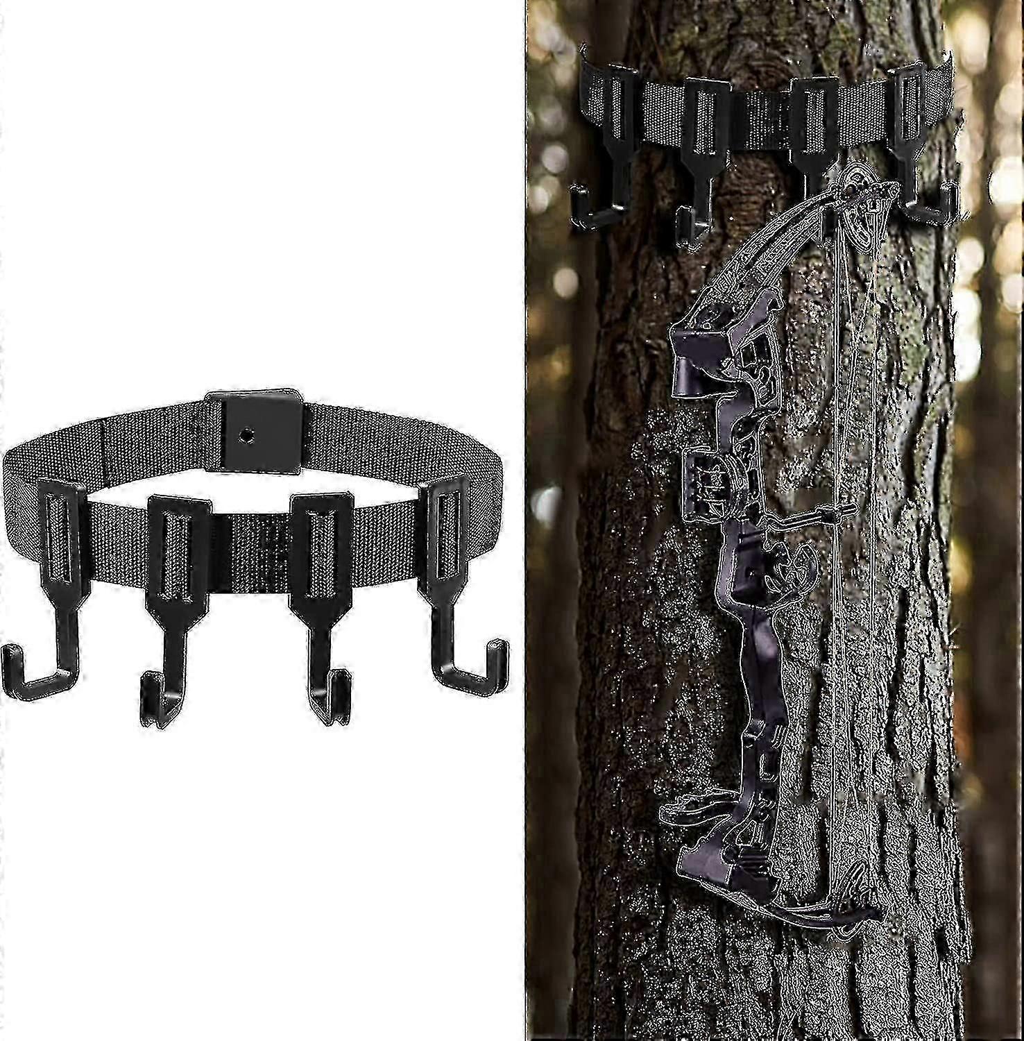 4つのフック付きツリースタンドストラップハンガー、狩猟、キャンプ、ハイキング用の屋外ツリースタンドボウ&ギアハンガー