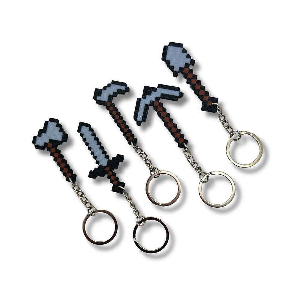 MineCraft game tools keyrings-5 Pack