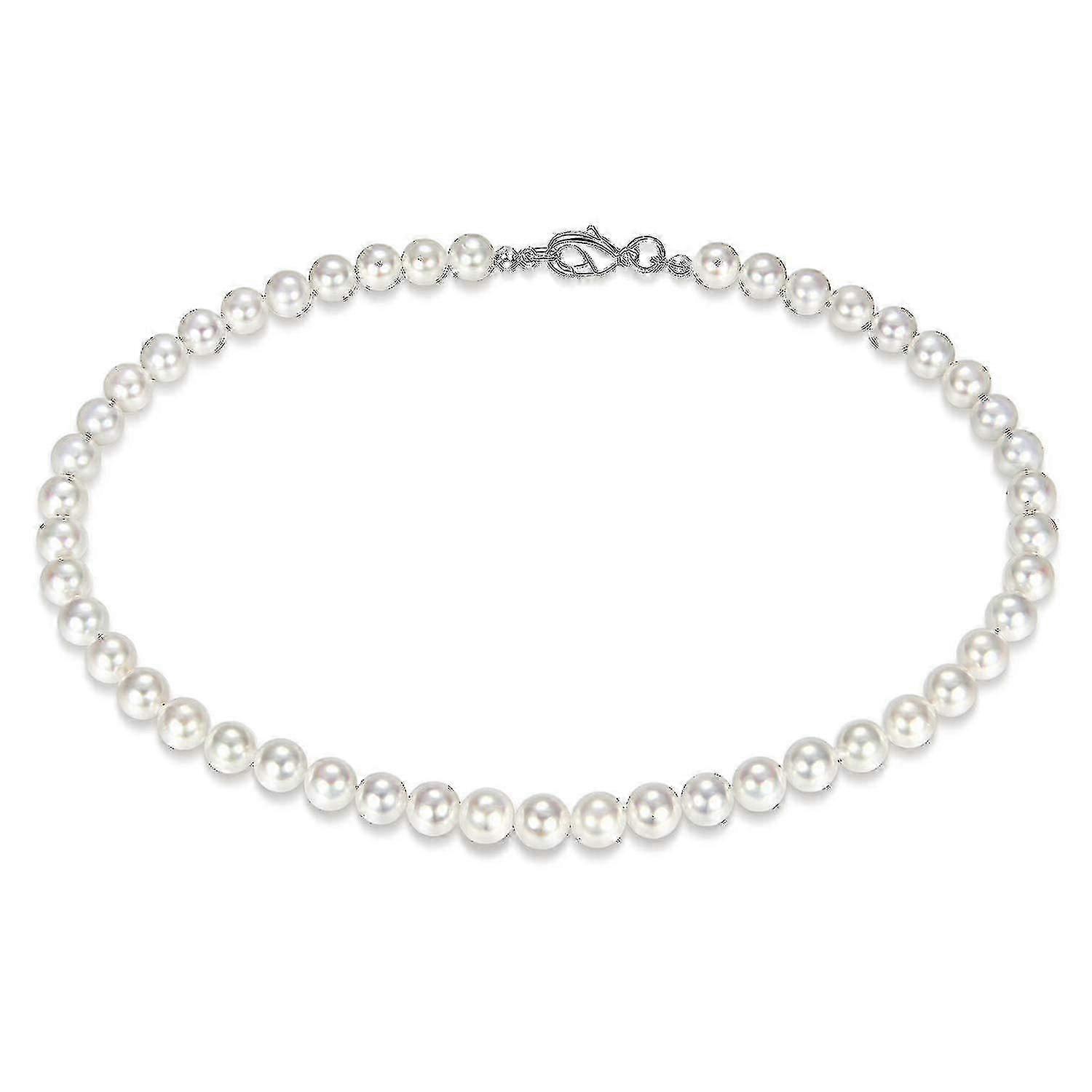 Imitation Pearl Necklace Men Simple Handmade Strand Bead Necklace Fk