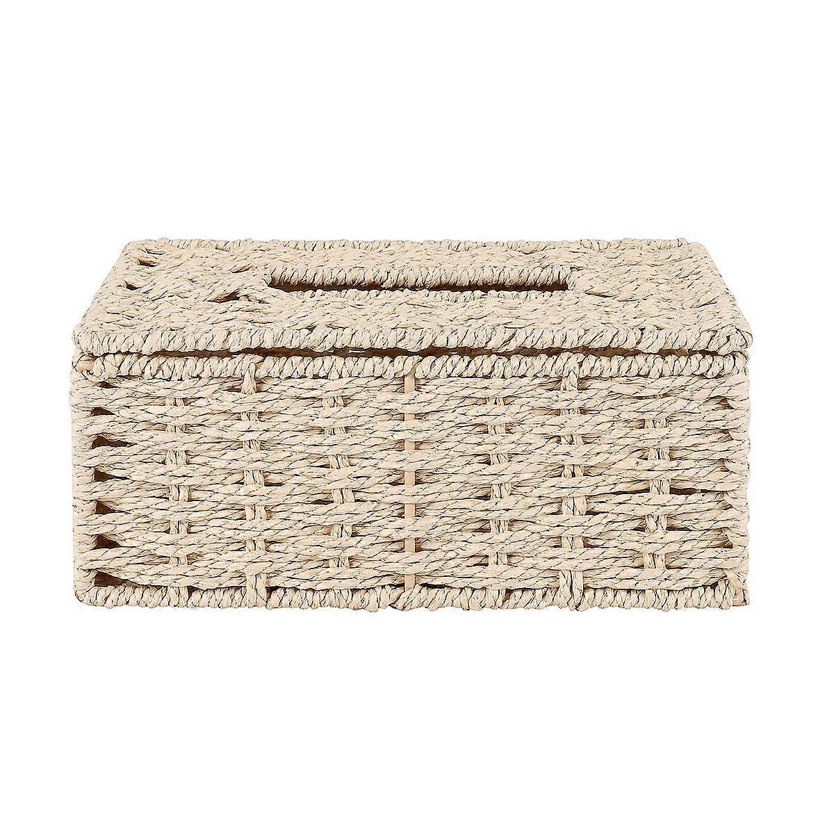 Rattan Tissue Box, Vintage Napkin Holder, Case Clutter Storage Container Cover, Living Room Desk Dec