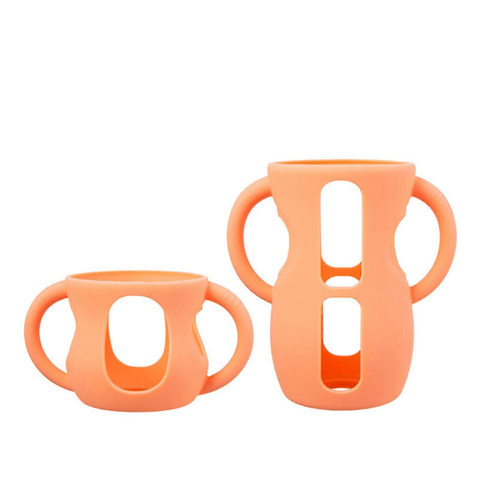 غطاء سيليكون زجاجة مقاوم للصدمات غطاء حامل زجاجة مرن عالمي غطاء حماية من السقوط مع مقبض سهل الإمساك أبيض