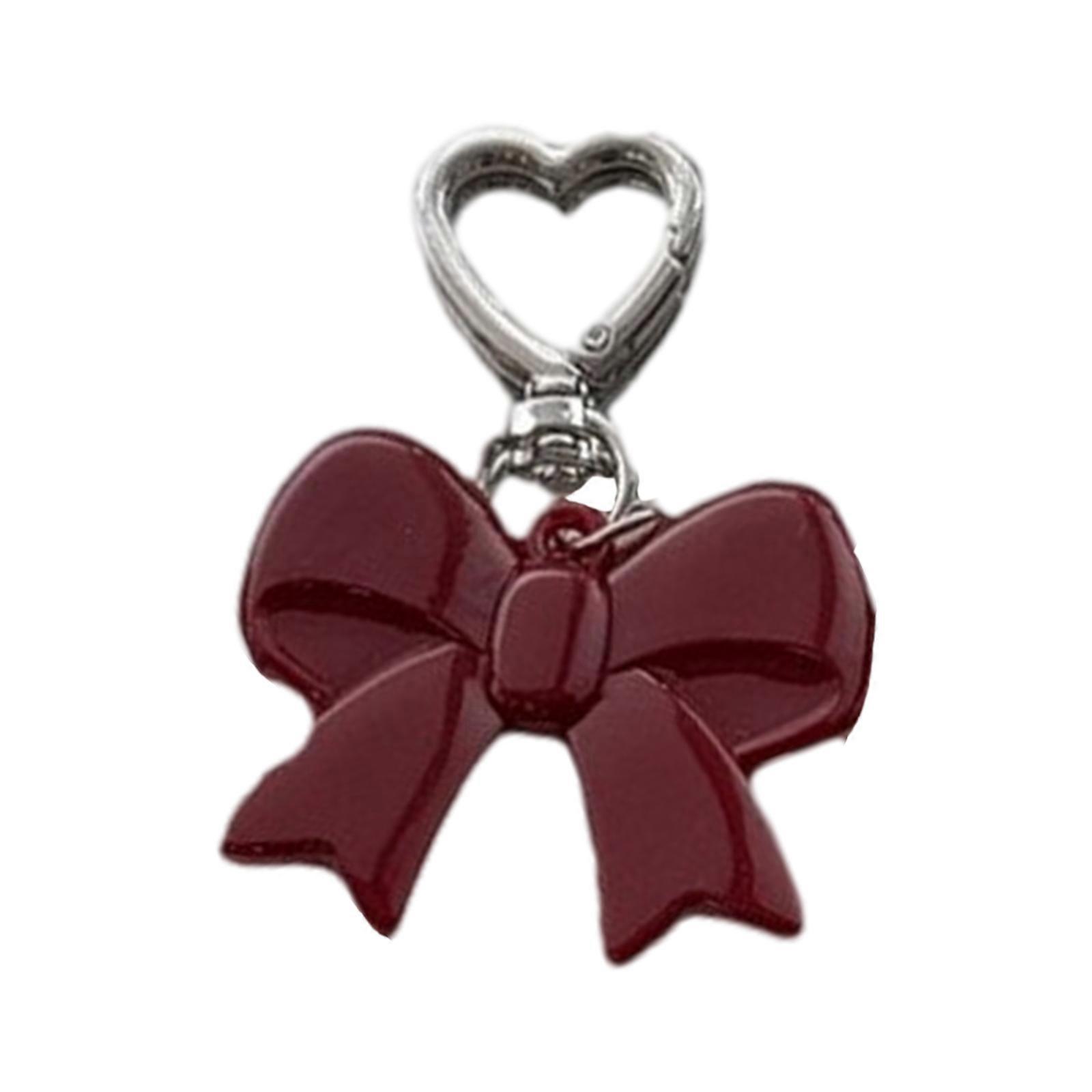 Sweet Bows Keychain Car Key Chains Bowknot Keyring Bag Charm Handbag Charm Lovely Heart Keyholders Phone Charm Red Wine
