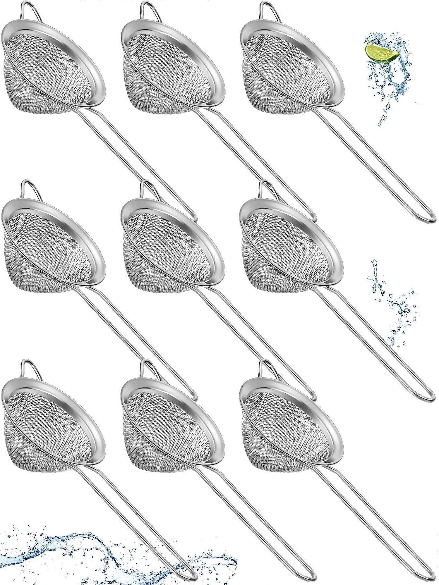 9 Pacotes de Coador Pequeno de Aço Inoxidável para Bebidas de Coquetel 3.2 Polegadas