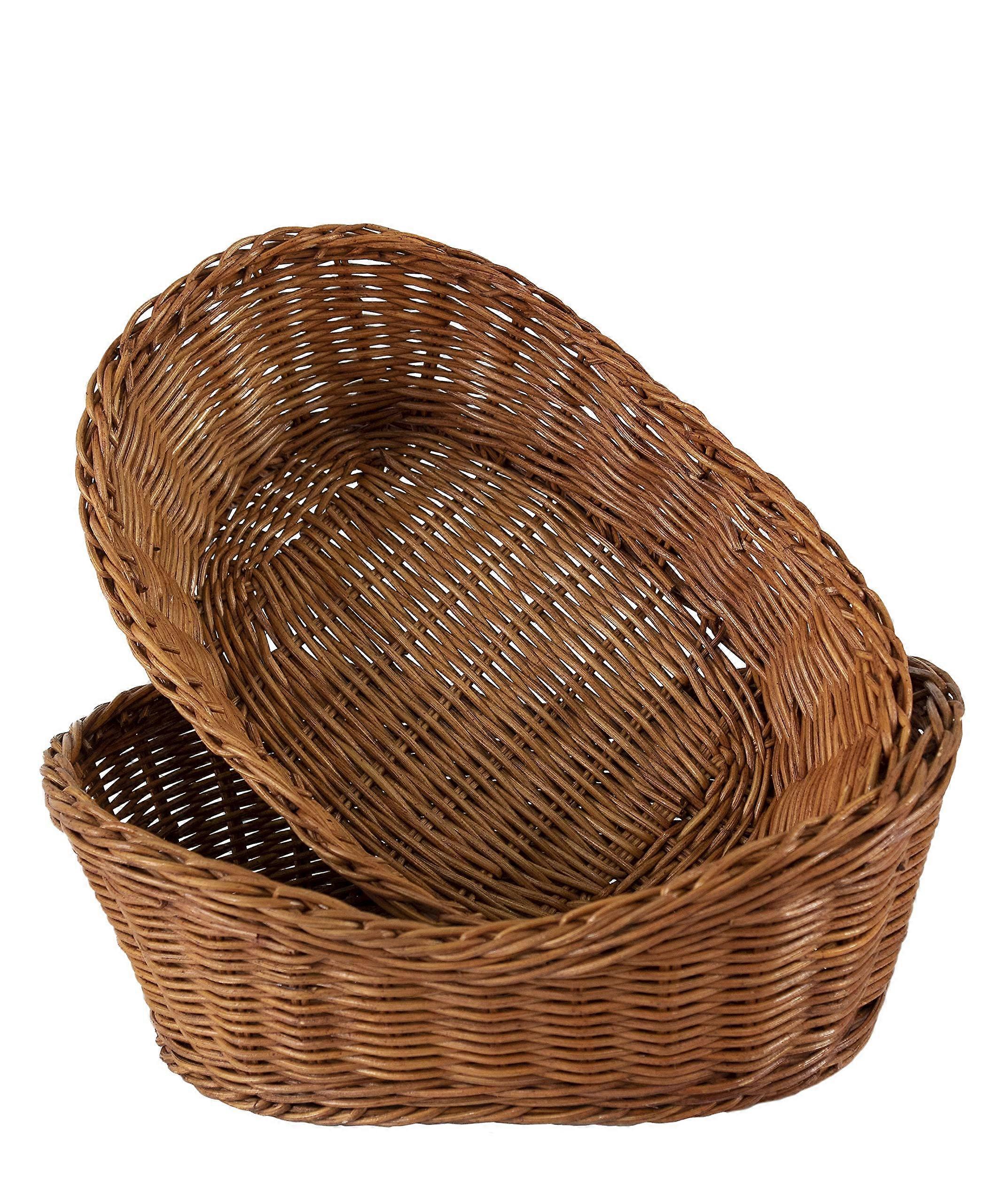 2 Set Wicker Serving Baskets Restaurant for Tabletop Display 11-Inch