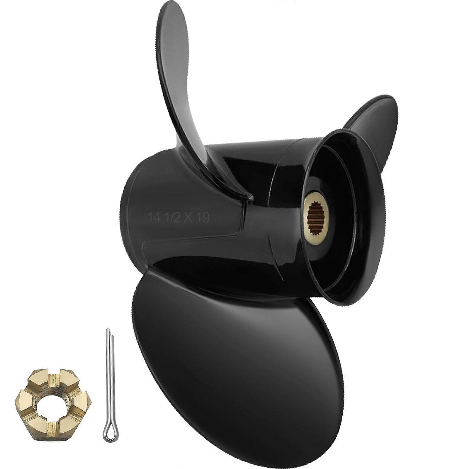 Outboard Propeller, Replace for OEM 3817468, 3-Blade 14.5\" x 19\" Pitch Aluminium Boat Propeller