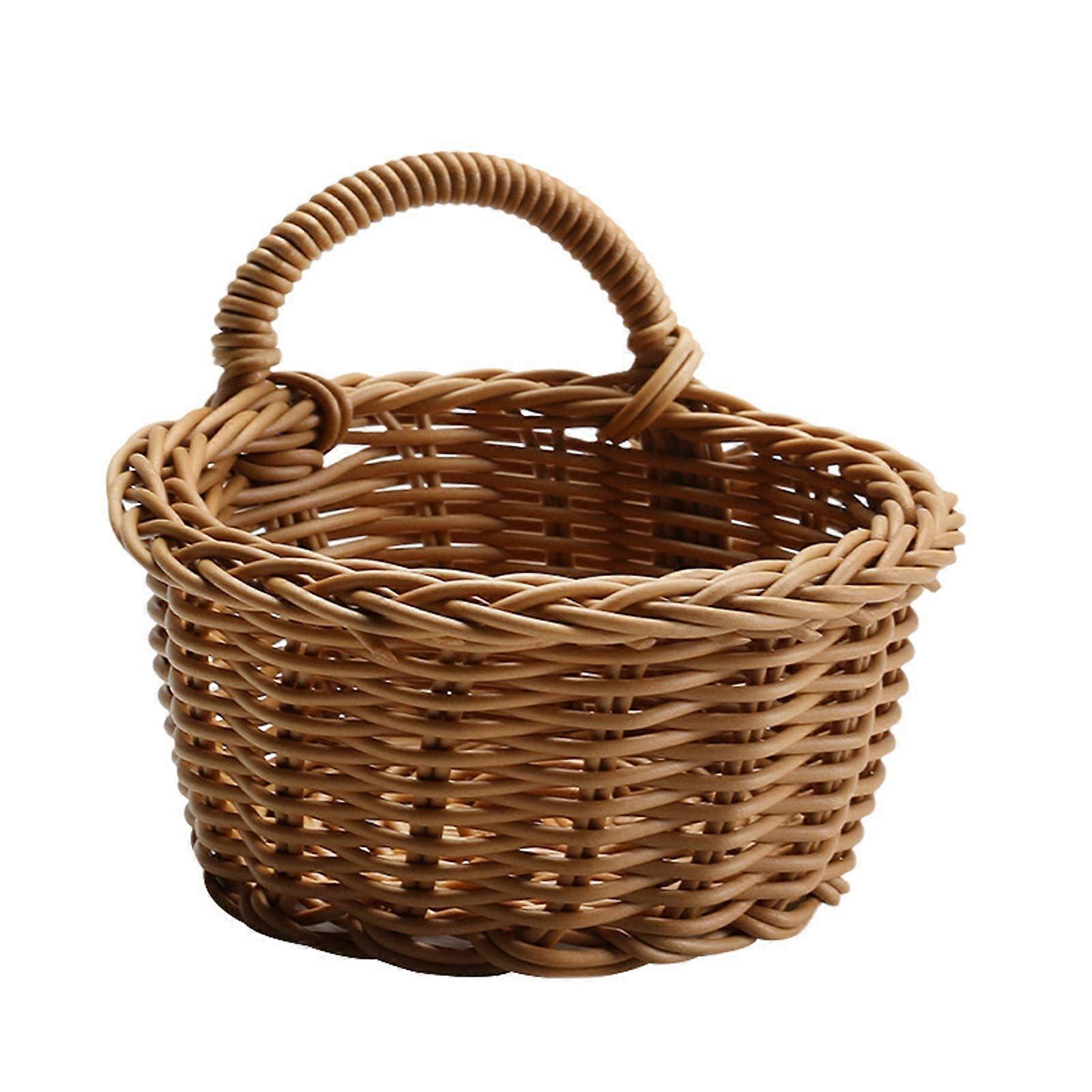 Woven Decorative Wicker Basket with Hanging Strap - Handcrafted Storage Bin for Home Decor and Organization