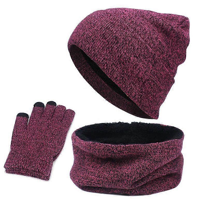 Winter beanie 3-piece set with thick fleece lining