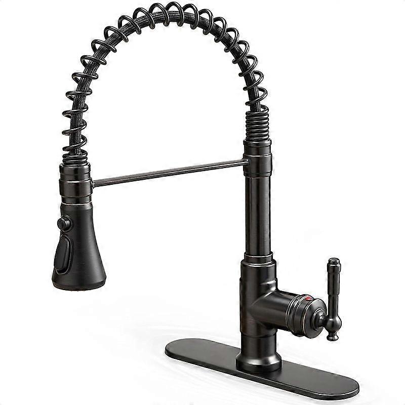 Kitchen Sink Faucet with Deck Single Handle with Pull Down Sprayer Spring 3 Function High Arc Kitchen Faucet