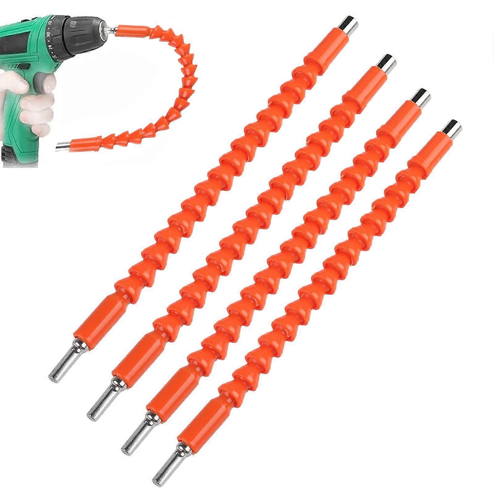 Flexible Bit Extension, Magnetic Hexagonal Flex Flexible Shaft, Screwdriver Extension, 4 Pcs (Orange)