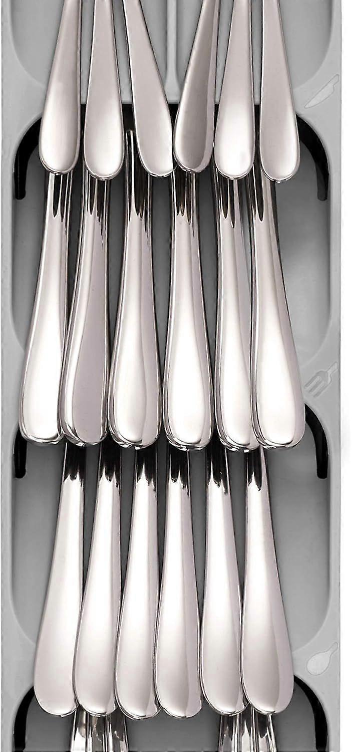 Compact Cutlery Organizer Kitchen Drawer Tray, Small, Gray