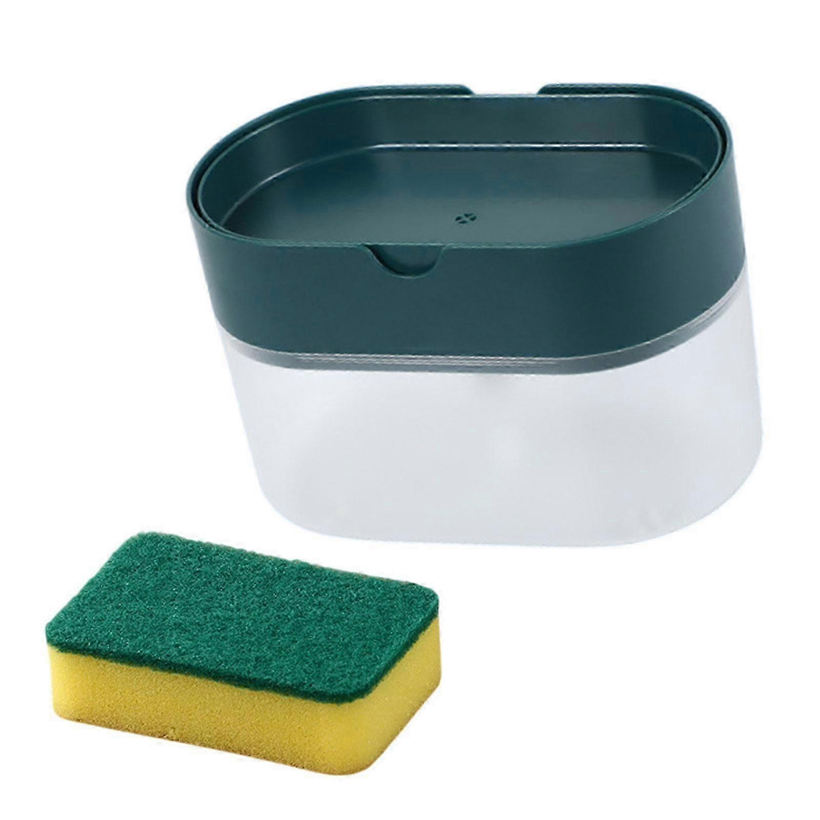 Manual Storage Container with Soap Dispenser Sponge Holder and Liquid Pump Bottle