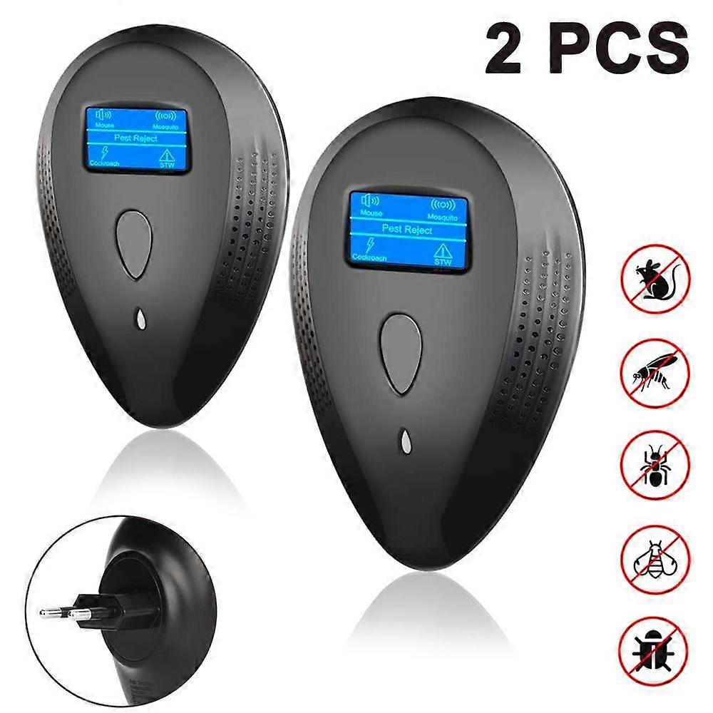 2 Pcs Ultrasonic Pest Repeller - 3 Levels Adjustable Triple Wave