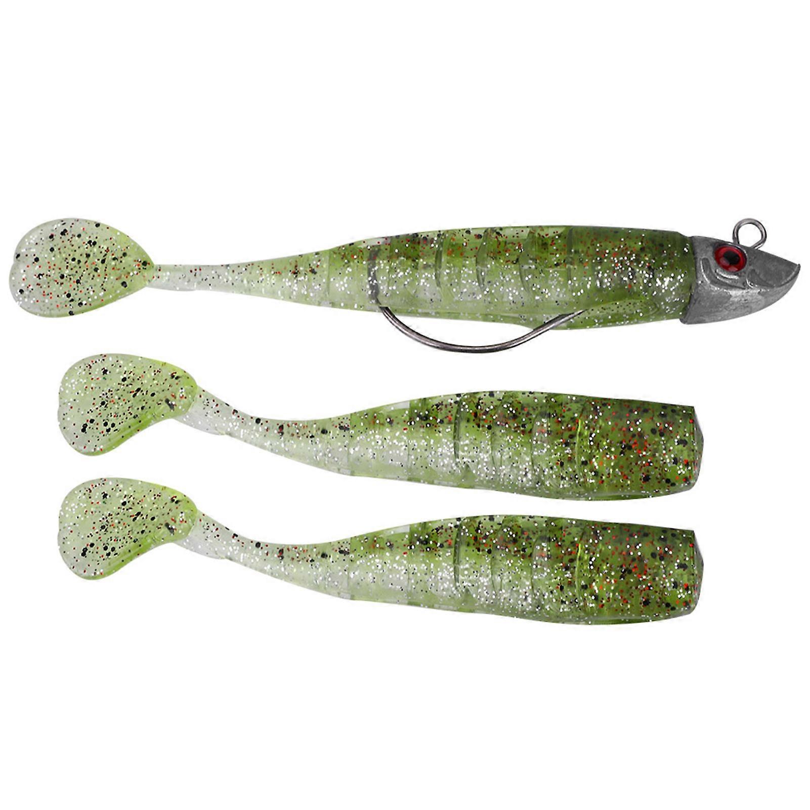 3pcs Jig Soft Lure Künstlicher Küstenfischer Köder und Boot Köder (Gelb)