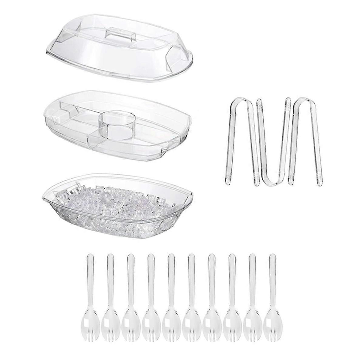 Ice Serving Trays for Parties with Lid, Tray with Ice Underneath