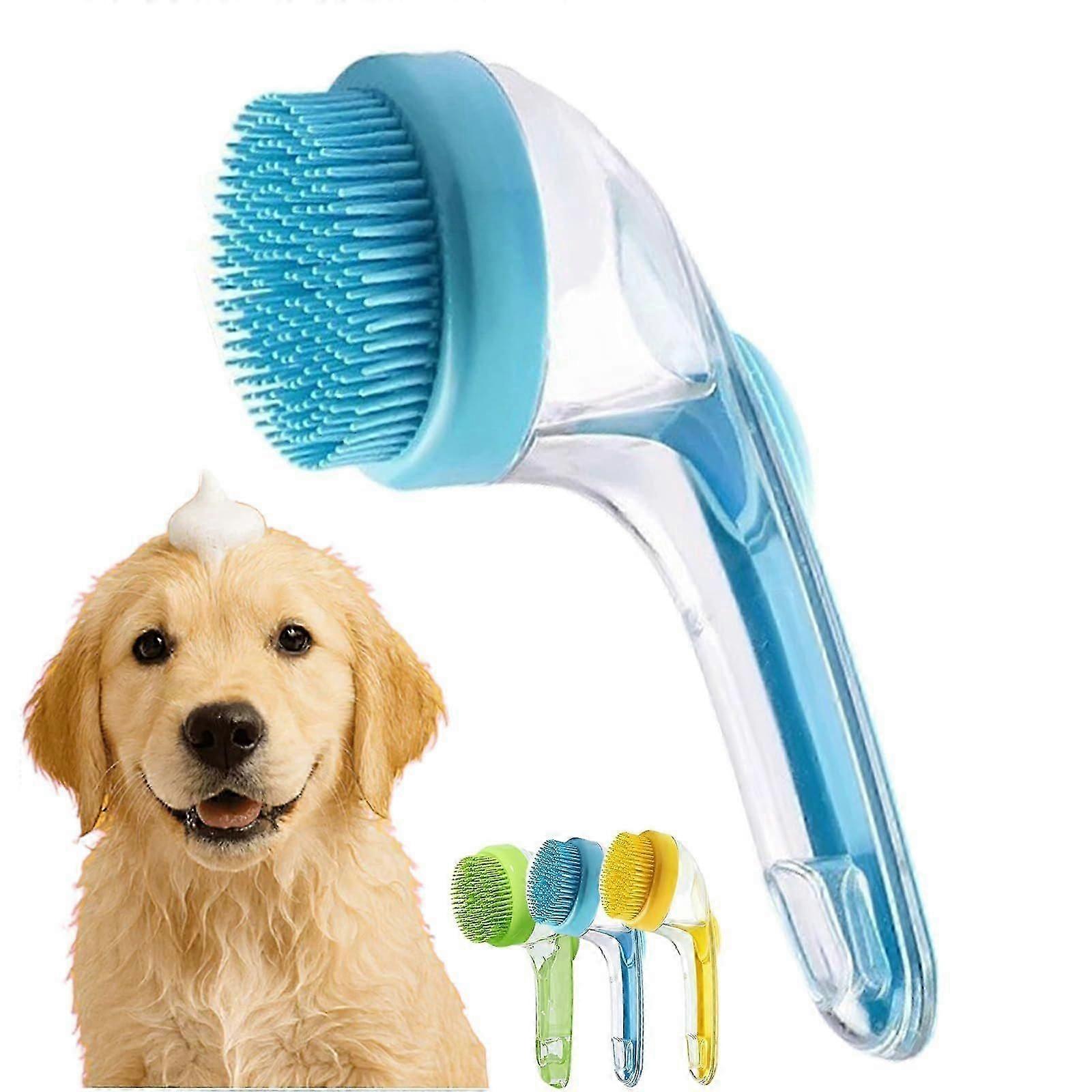 فرشاة حمام ماجيك للحيوانات الأليفة للكلاب والقطط، جهاز تدليك سيليكون مع موزع شامبو