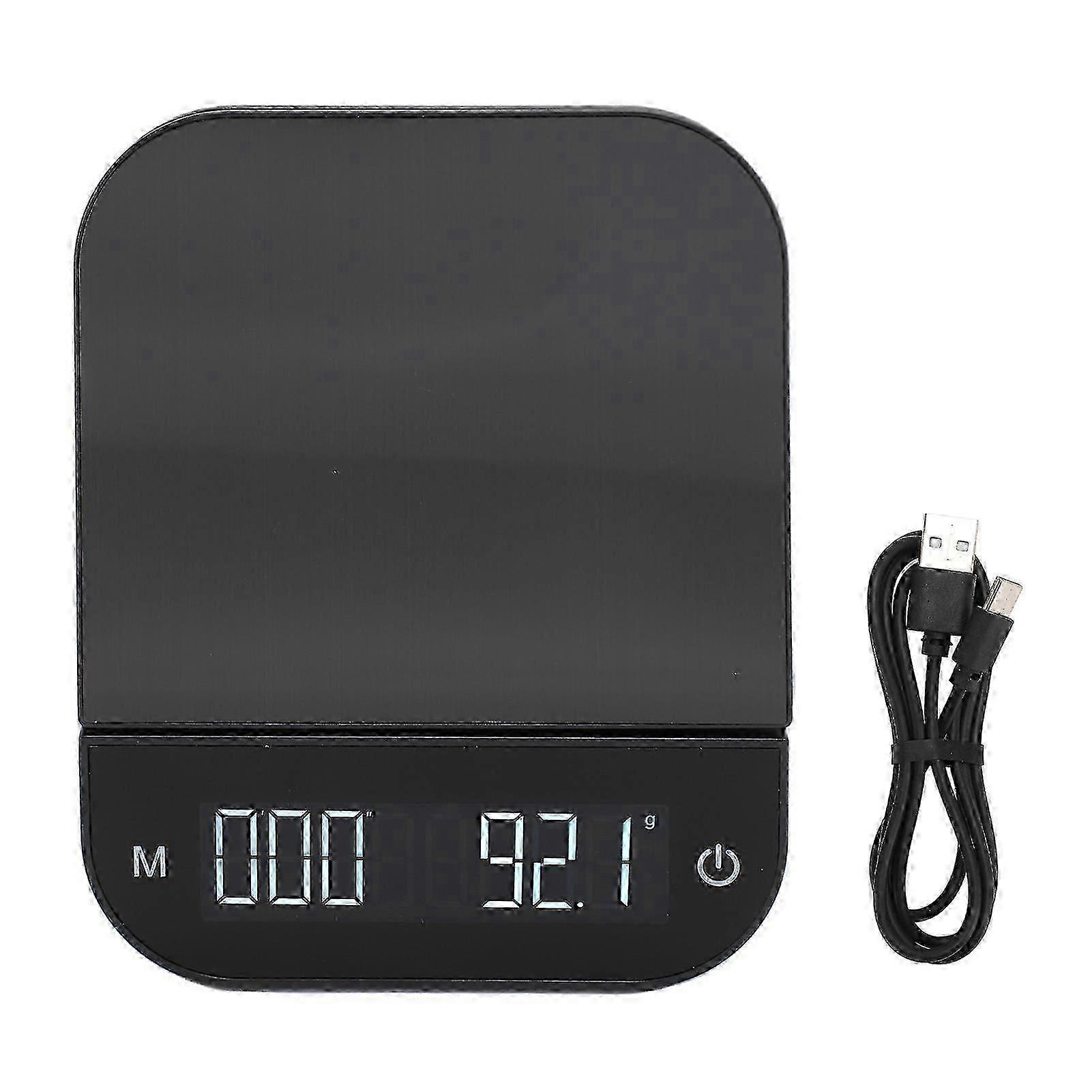 Kitchen Scale 0.1g to 6.6lb LED Display Touch Control Tare Function Automatic Timing Coffee Scale for Family Cooking