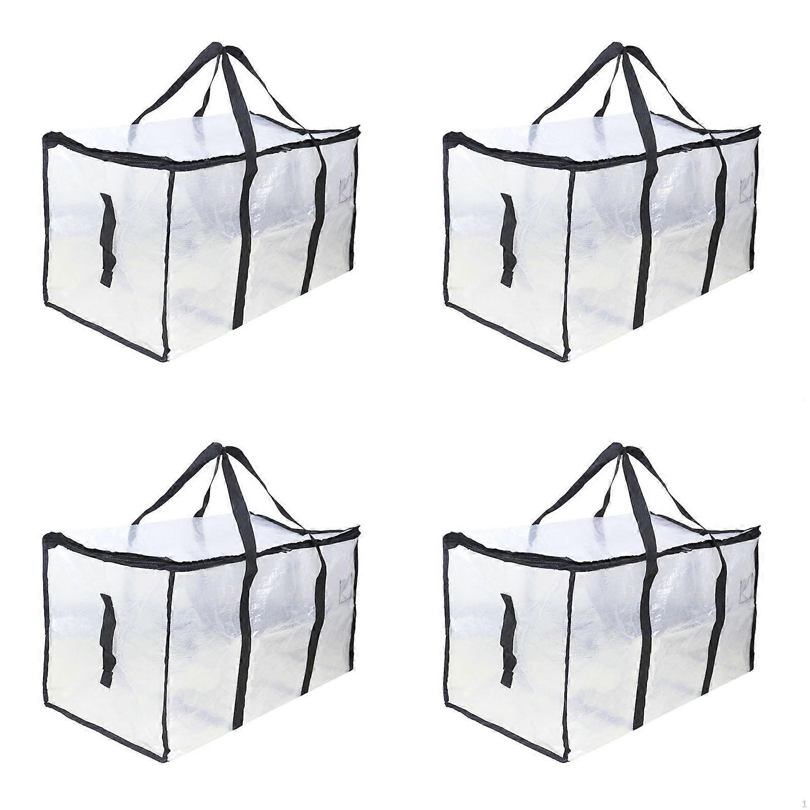 4Pcs Clear Moving and Storage Bags with Backpack Strap Convenient Zippered Closure Bag Space Efficient Packing Bag