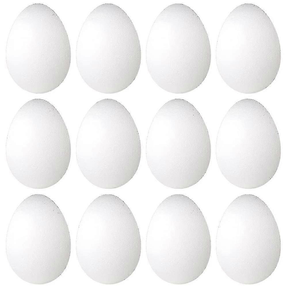 12 Pack 3 Inch Easter Foam Egg White Styrofoam Egg Craft Egg Foam Natural Polystyrene Egg Foam Hand