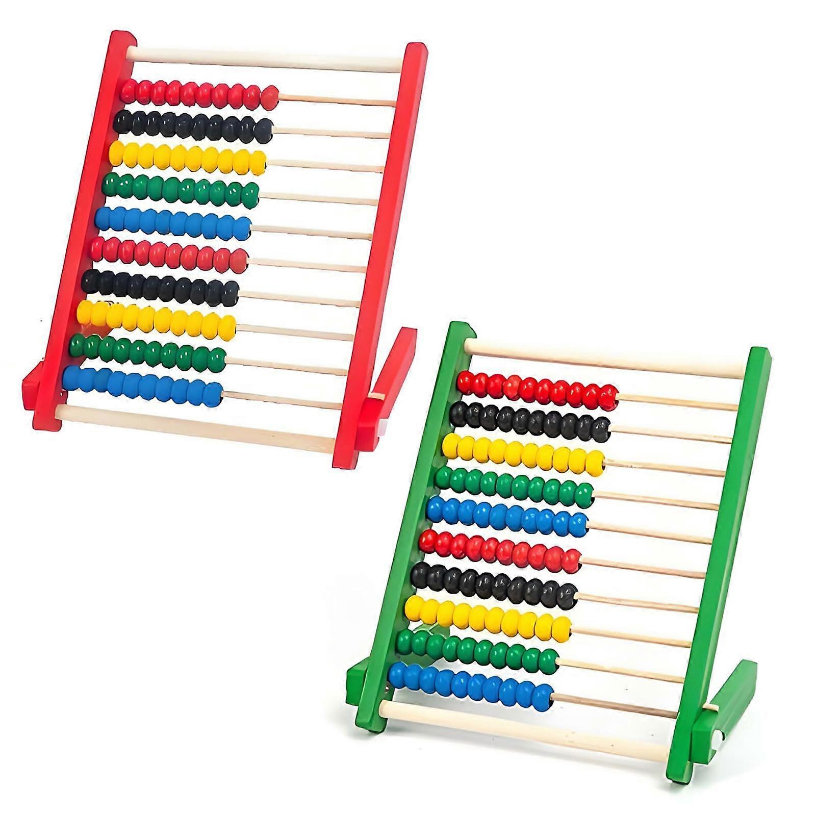 Calculator Slider with 2 Wooden Frames and 100 Colorful Beads, Educational Abacus Toy for Children Aged 3+, Ideal for Nurseries and Schools
