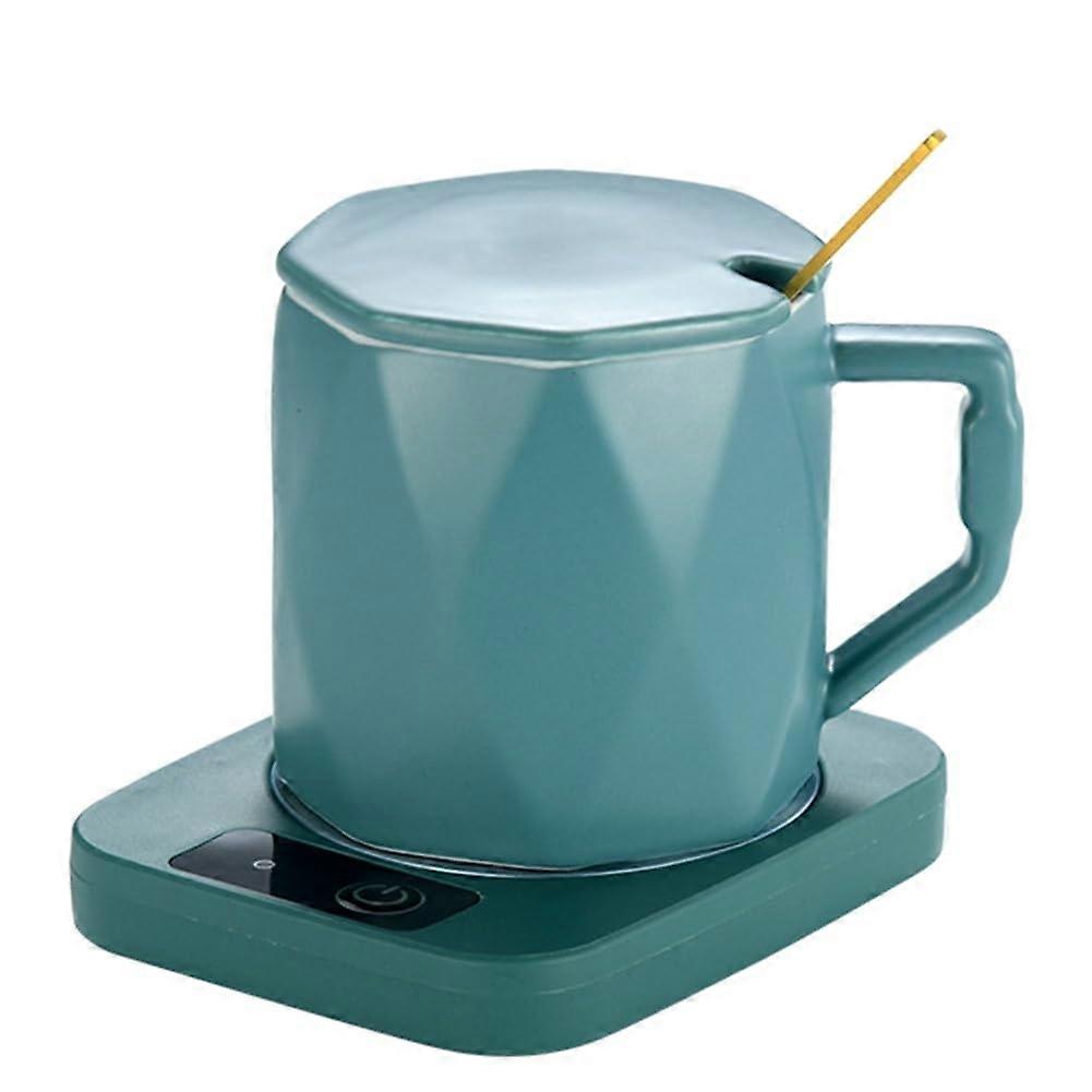 Coffee warmer for desk, ceramic cup set, heating coaster, 55 degree warm cup, EU plug
