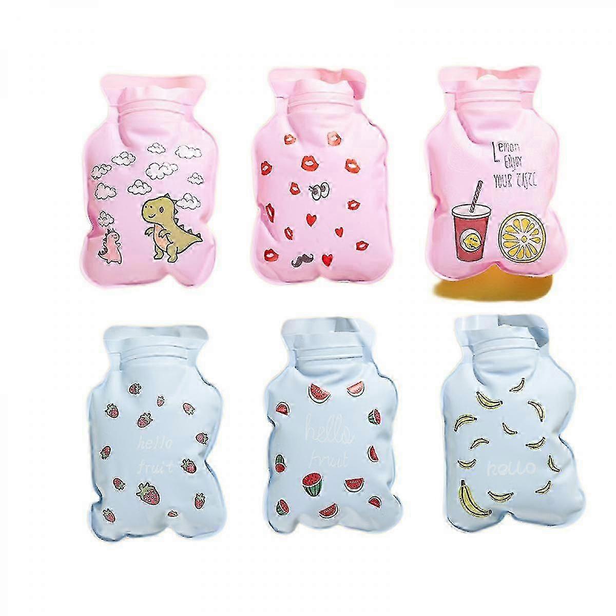 6pcs Mini Hot Water Bottle Hand Warmer for Cold Weather,Lightweight Portable Refreezable Cold Pack with Cute Random Pattern