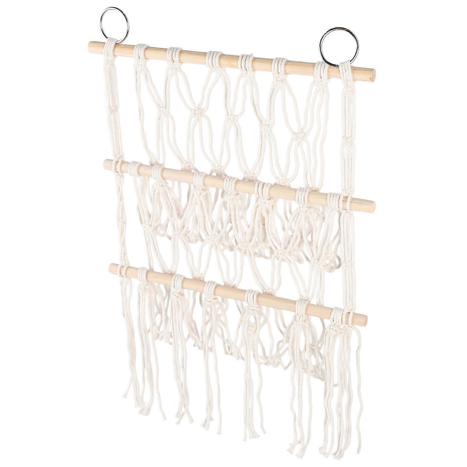 Multi Layer Stuffed Animal Toy Net Wall Hanging Organizer Plush Toy Display with Wooden Stick for Books Dolls Towels Double layer 