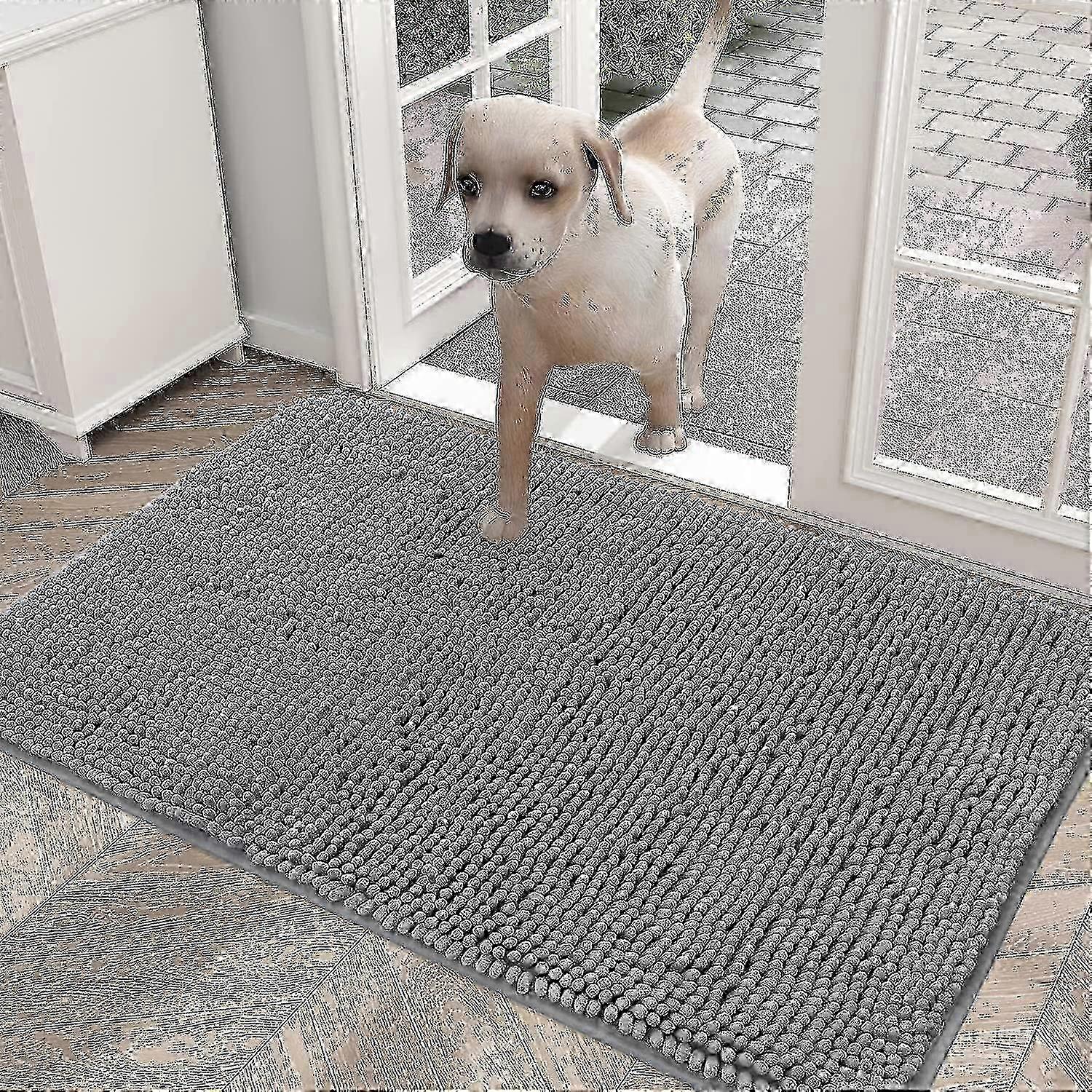 Mud-Resistant Dog Door Mat for Dirty Paws, Quickly Absorbs Moisture and Soil, Non-slip Washable Mat, Fast Drying Microfiber Design