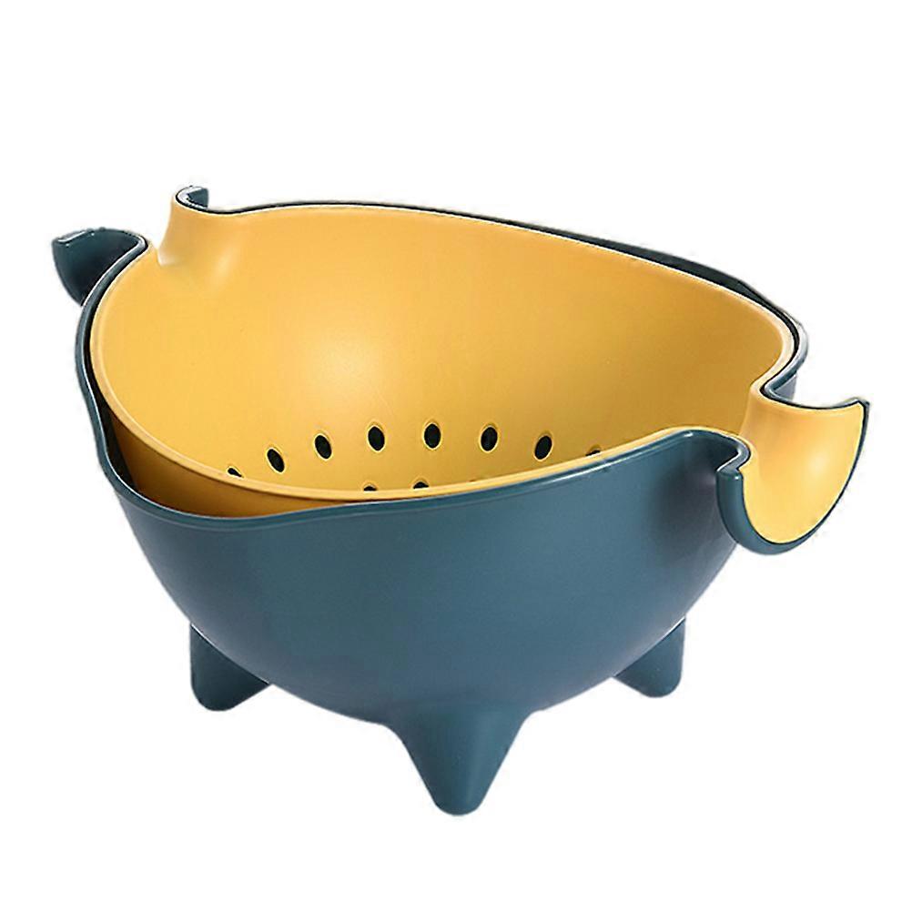 Double Layer Fruit Washing Basket with Filter, Rotatable Drain Basket for Quick Vegetable Cleaning and Efficient Drainage