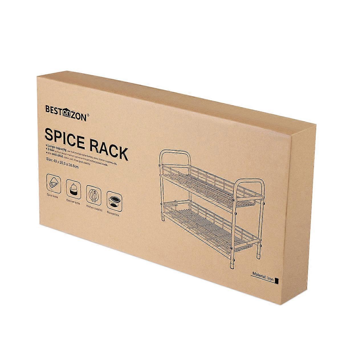 Countertop Spice Organizer BestonZon 1 Set Kitchen Shelf Rack White Iron Space-Saving Easy to Assemble Homeowners