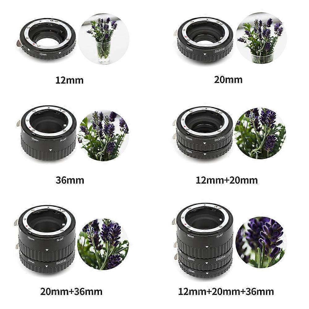 SHOOT XT-365 AF Macro Extension Tube Set for Nikon F-Mount DSLR Cameras - 12/20/36mm