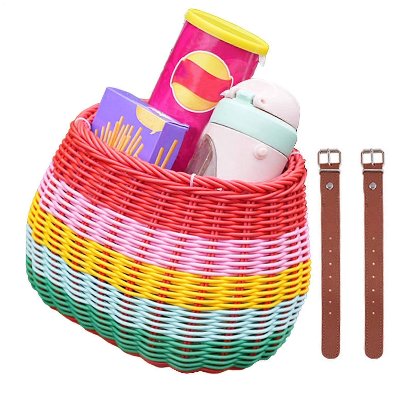 Bicycle basket Wicker basket for children detachable on handlebar for travel, park, school