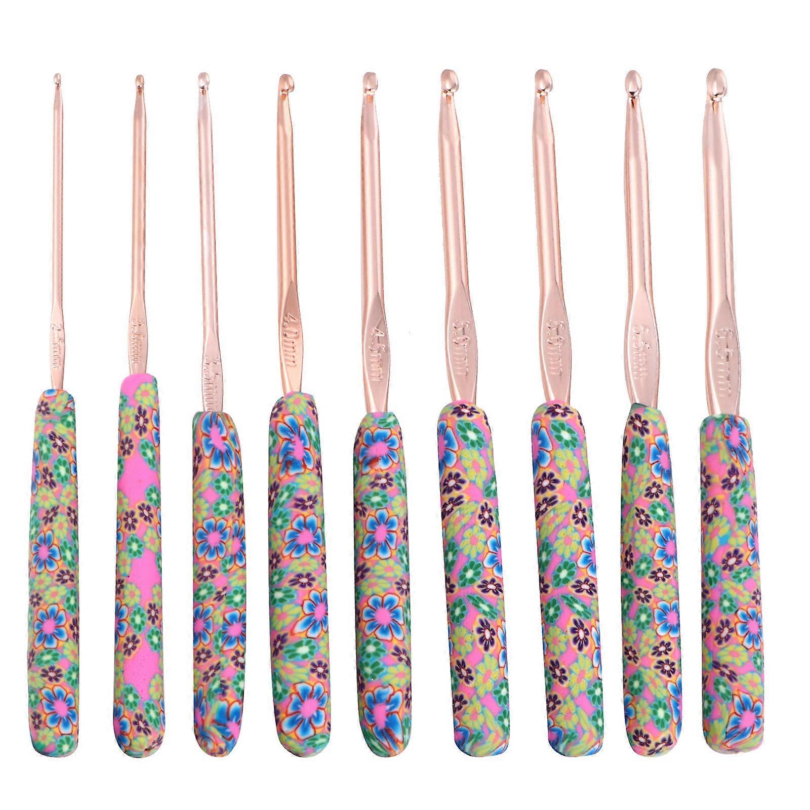 Crochet Hook Set Weaving Tools Assorted Use Ergonomic 9Pcs