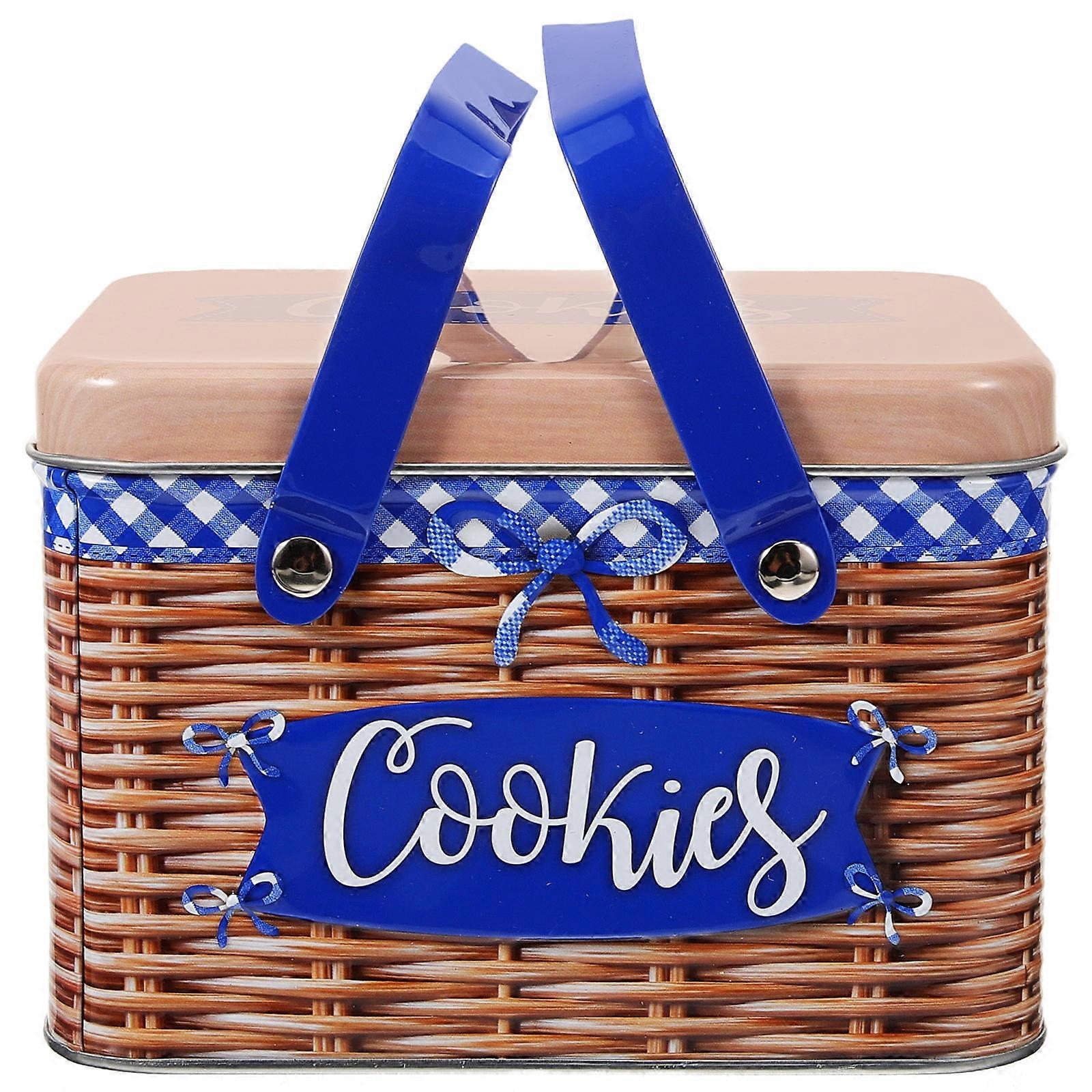 Rectangle Cookie Tin Iron Food Container Storage For Cookies And Biscuits 1Set