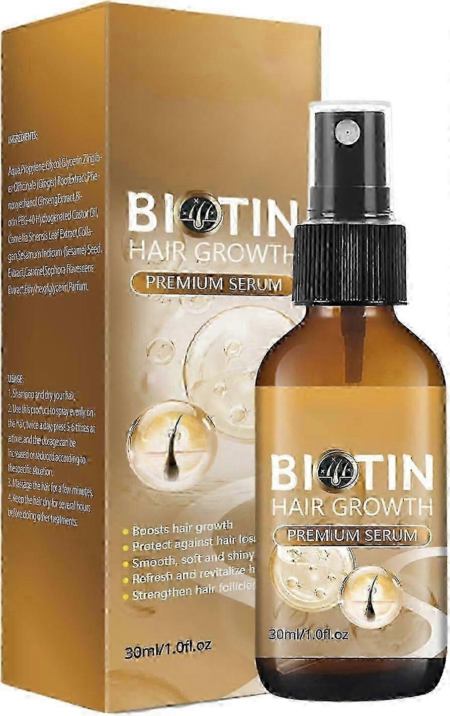 Sérum de croissance capillaire en spray Biotin Premium, nourrit les cheveux et le cuir chevelu secs et abîmés, sérum anti-chute de cheveux pour des cheveux plus épais, plus longs et plus forts