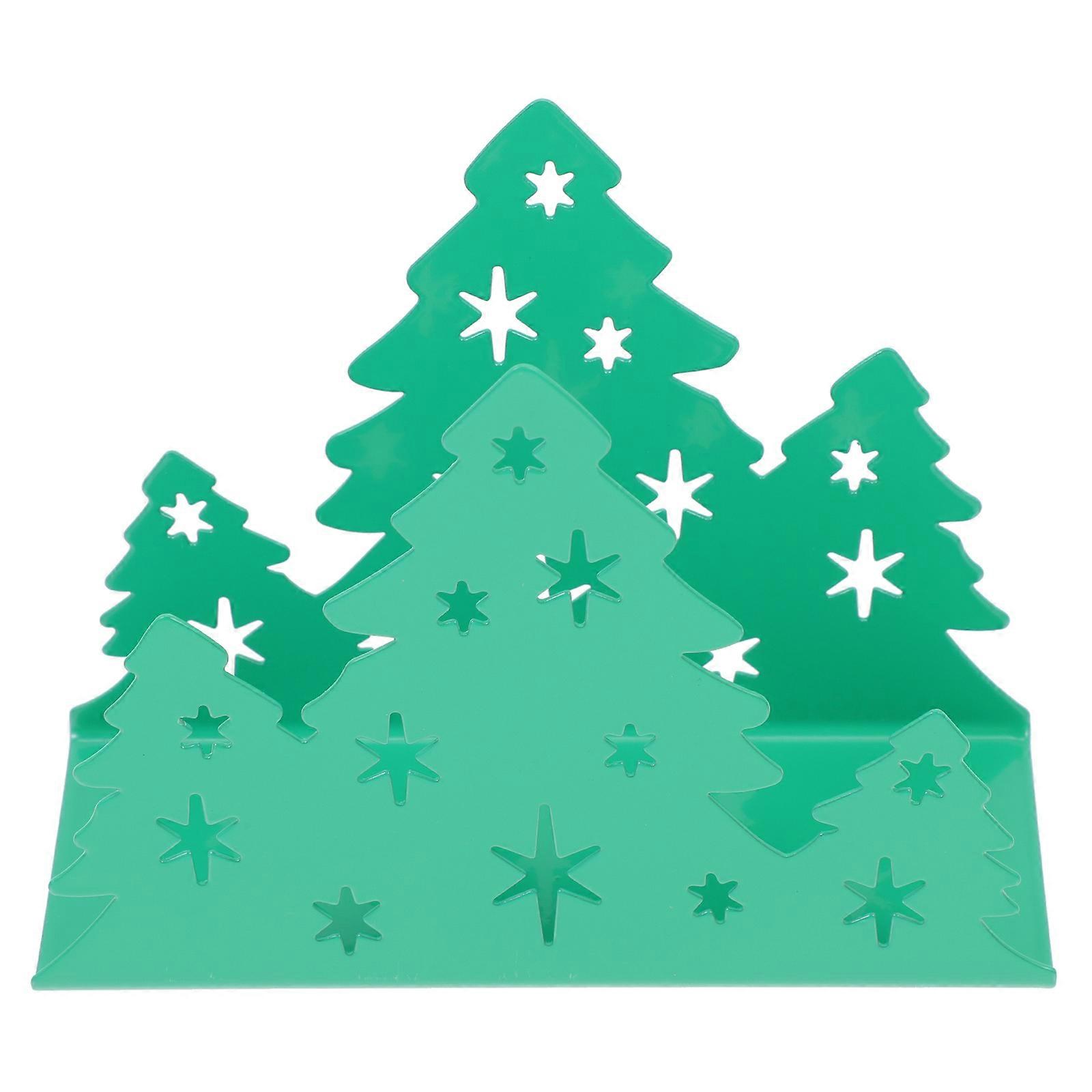 Unique Napkin Holders Stainless Steel Tissue Rack for Household Use Green Christmas Tree Design 1Pack