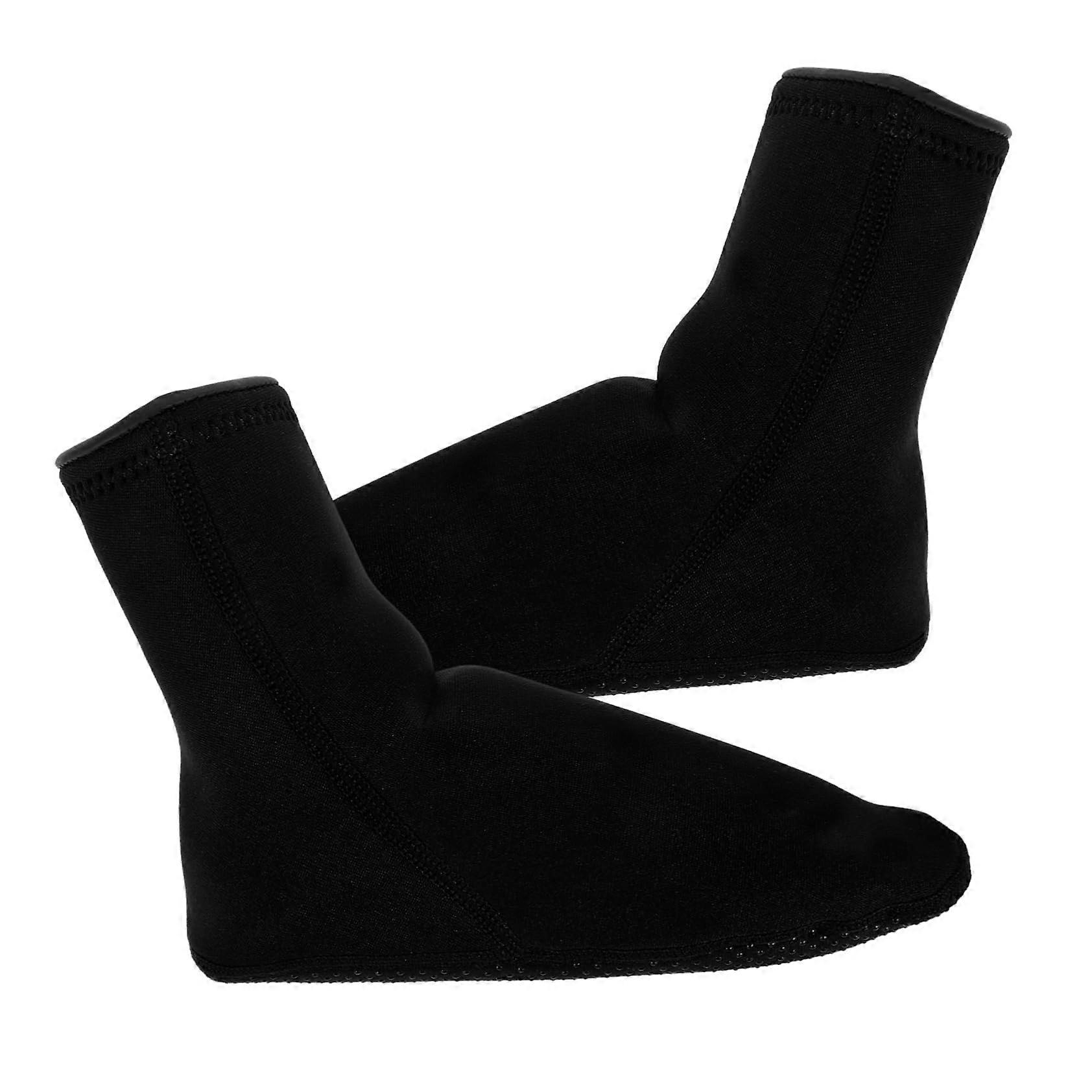 Thermal Socks for Swimming Black Neoprene Dive Socks for Men Winter Waterproof Beach Footwear 19.5x10x0.5CM