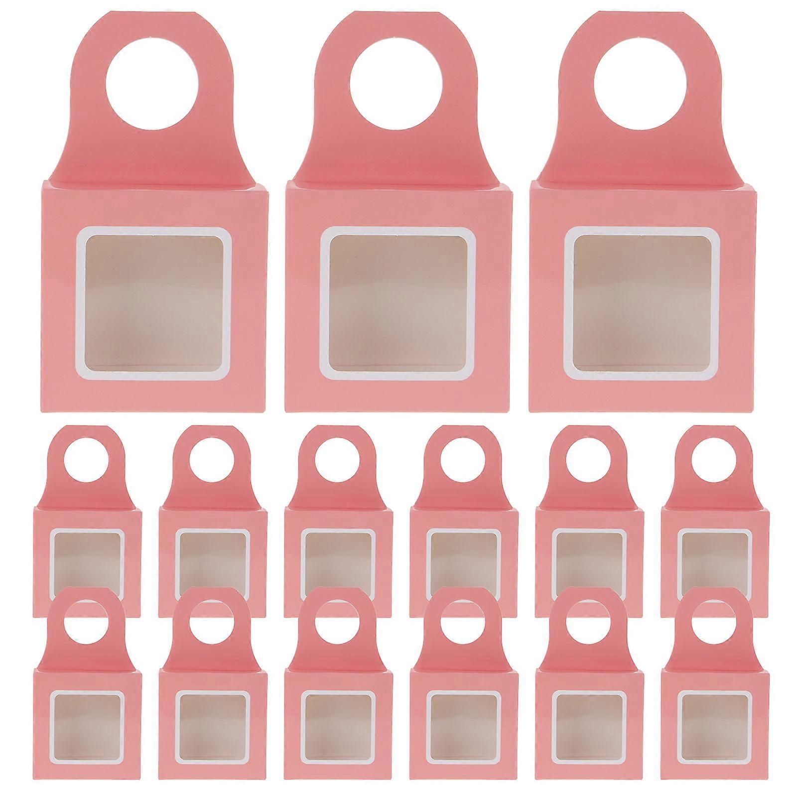 Packing Boxes Kraft Paper Box Hanging Pink 9.00X9.00X3.00CM Elegant Design 25Pcs