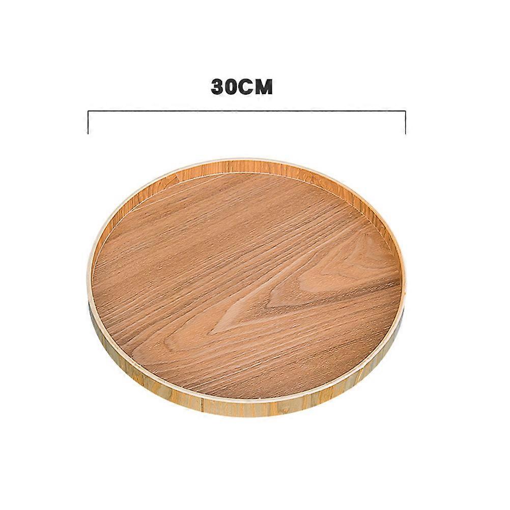 Japanese Style Round Tray Food Serving Plate Wood Snack Dessert Plate Teaboard for Home Use 30cm Diameter 1Pcs