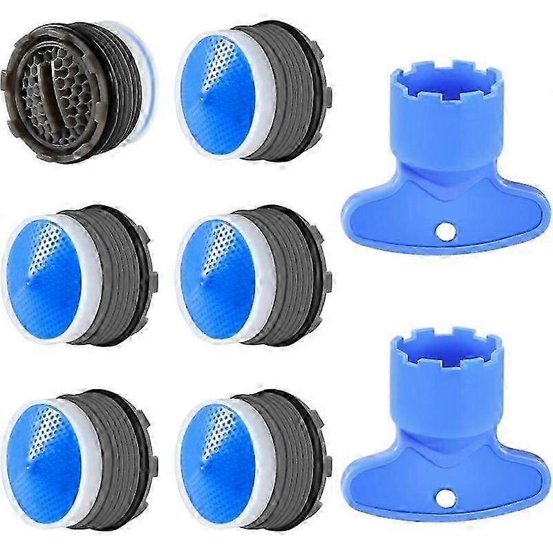 6pcs, M18.5 Aerator, Kitchen Bathroom Nozzle, Plastic Sink Faucet Aerator for Water Saving with 2 Keys, Blue