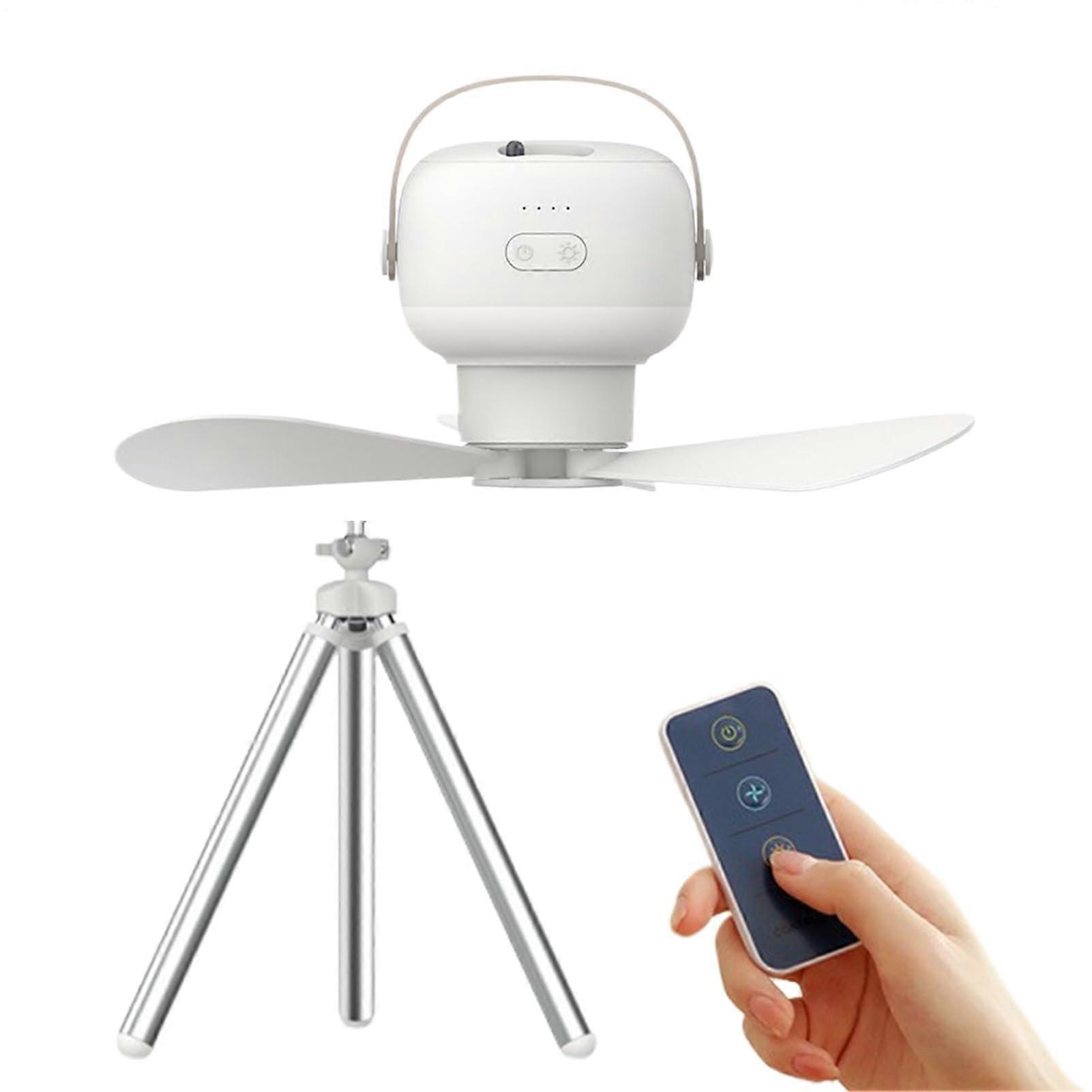 Ceiling fan for tent, with light, batterypowered, USB, remote control – 7200 mAh
