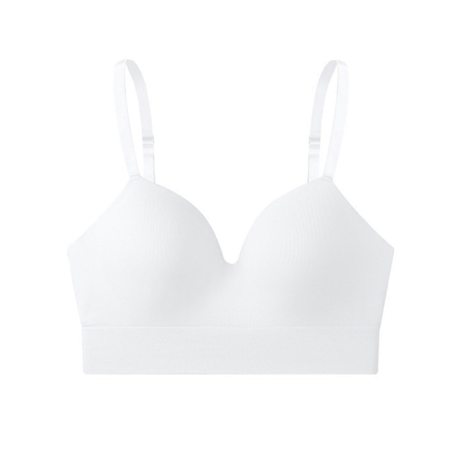Women's No Underwire Supportive Push Up Bralette Full Coverage Wireless Invisible Comfort T-Shirt Bra For Everyday Wear White XL