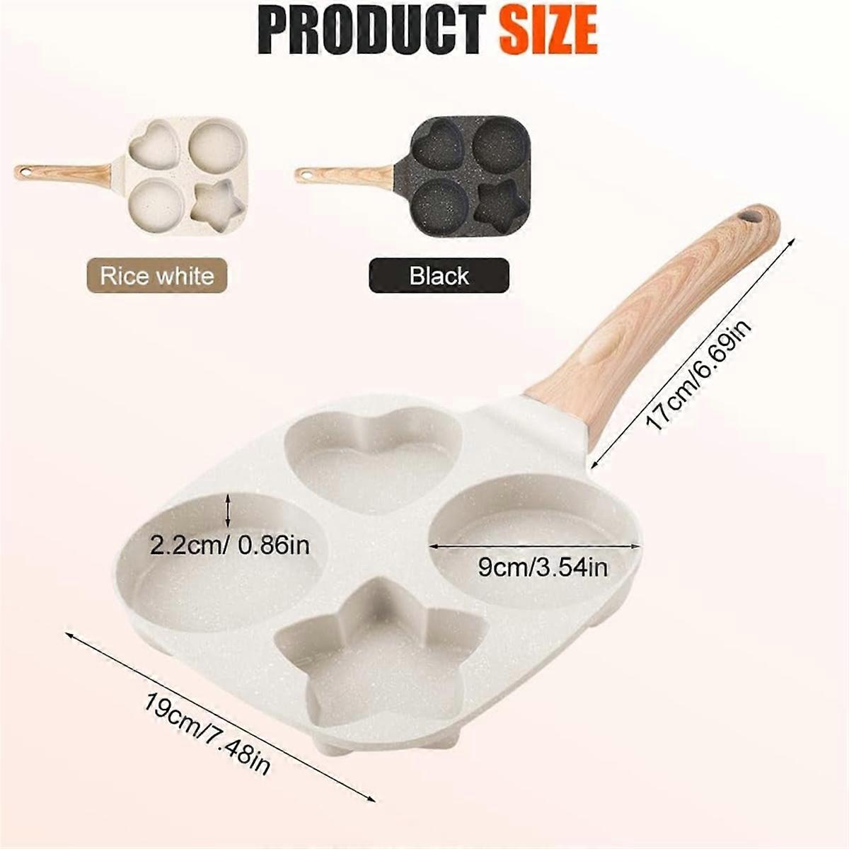 Non-Stick Egg Frying Pan, Multi-Shape Breakfast Pan, White