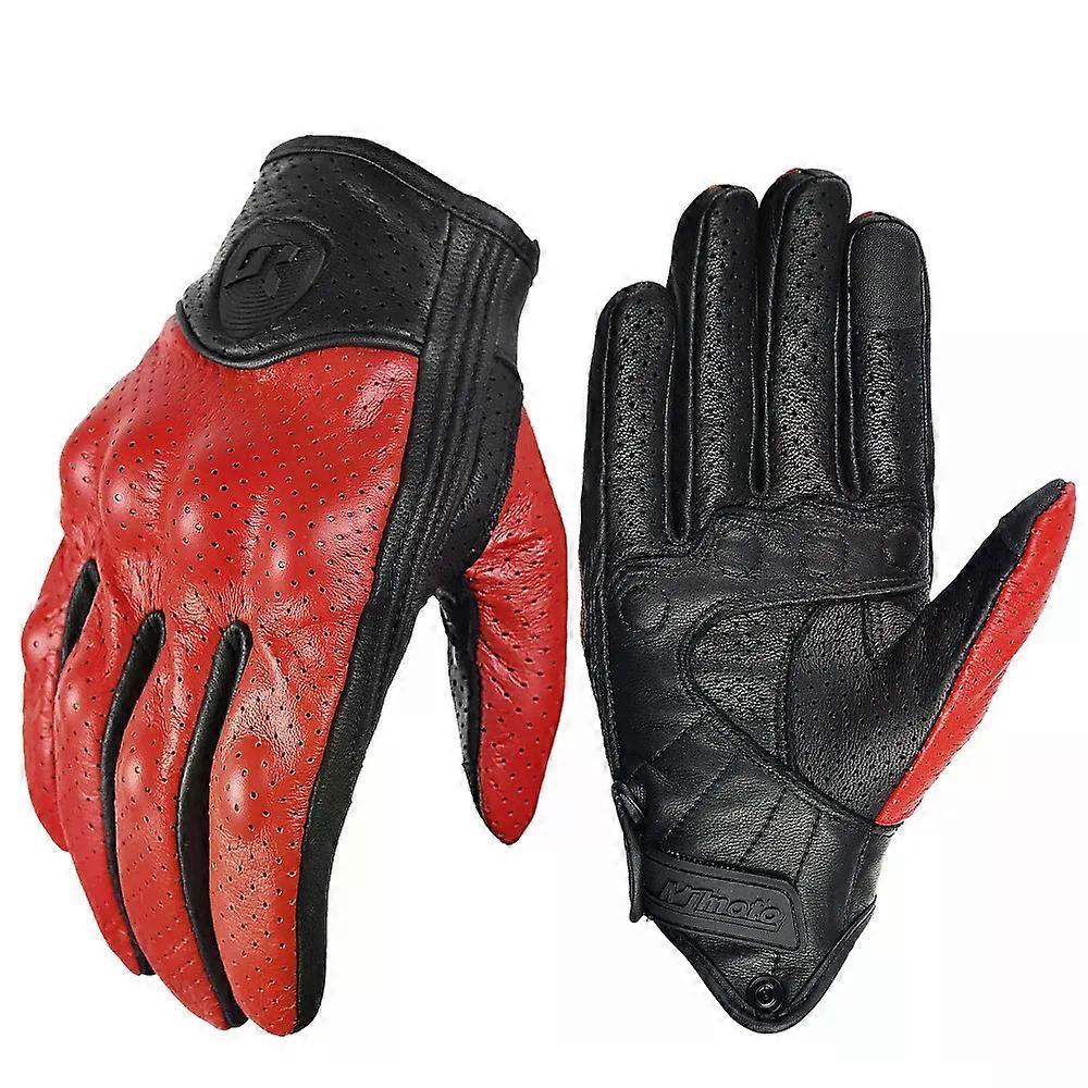 Retro Leather Motocycle Gloves Comfortable Motorbike Guantes Wear-Resistant Motocross Gloves Full Finger Protection Moto Gloves