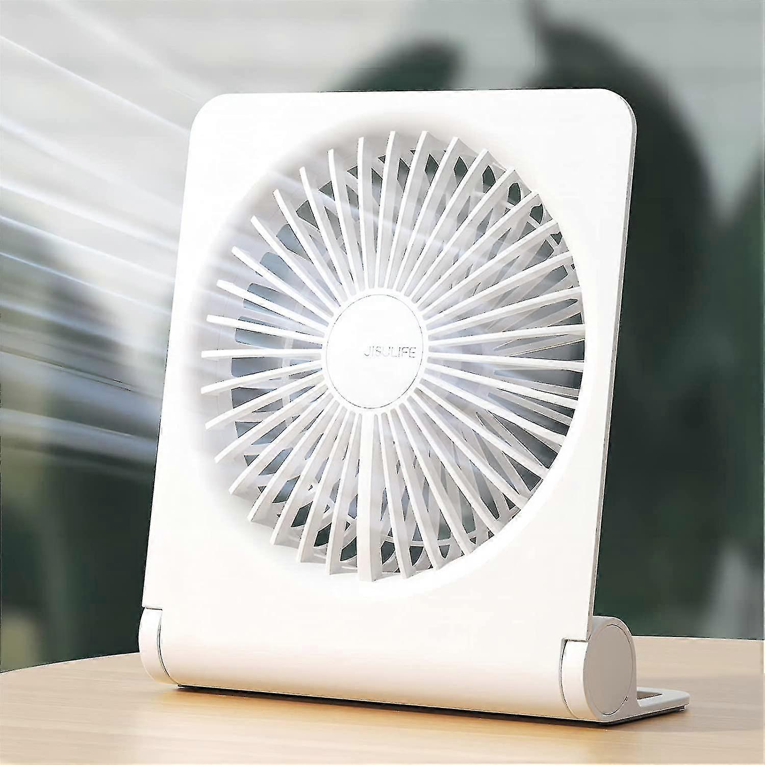 Portable USB Rechargeable Desk Fan, 160�� Tilt Folding Mini Fan with 4500mAh Battery, Ultra Quiet, 4 Speed Modes