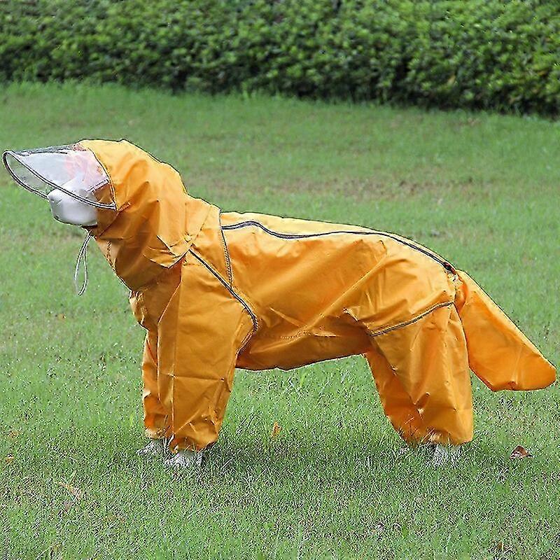 Waterproof Large Dog Raincoat with Reflective Features - All-Inclusive Hooded Poncho for Medium and Large Dogs
