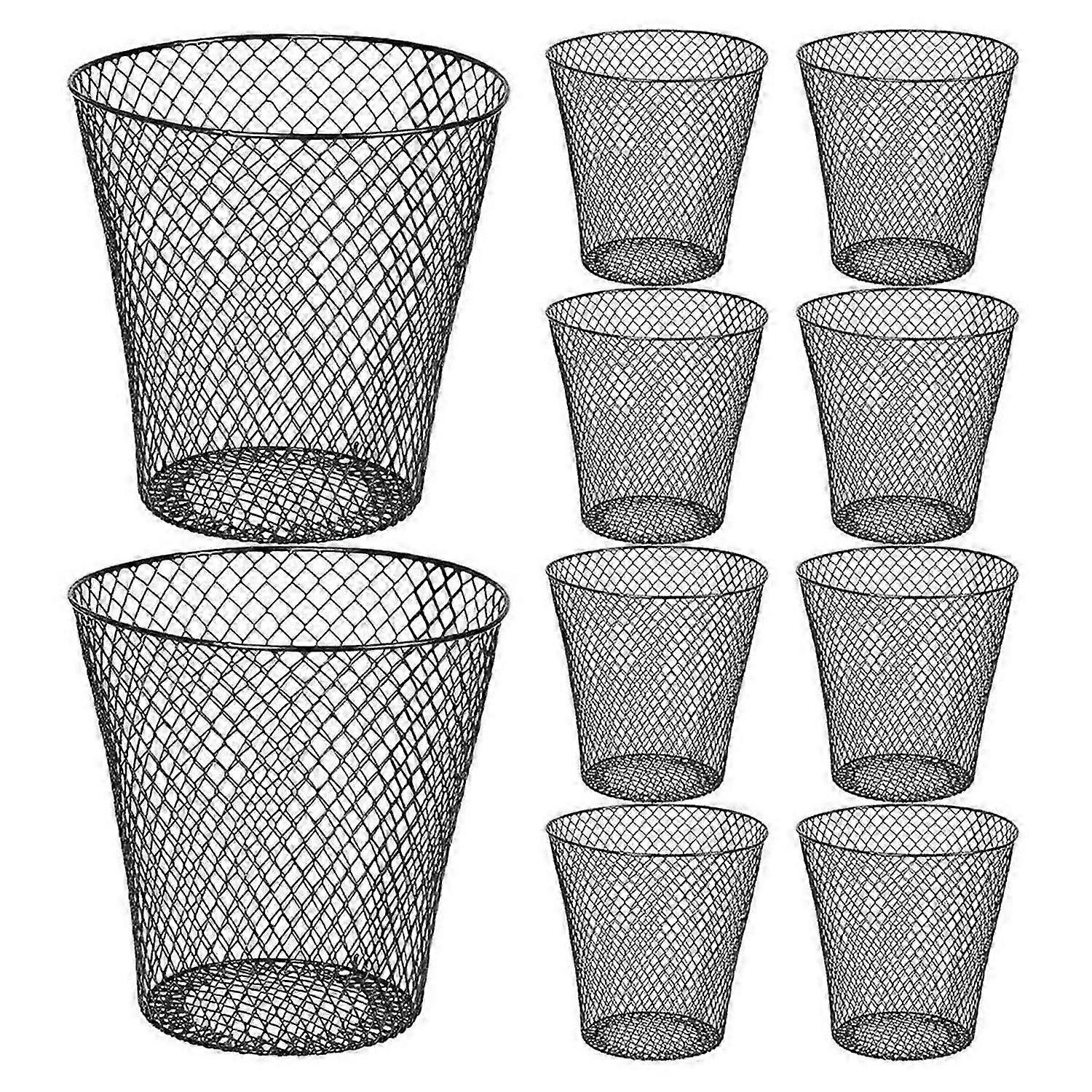 Round Wastepaper Basket, Wire Mesh Desk Metal Trash Can
